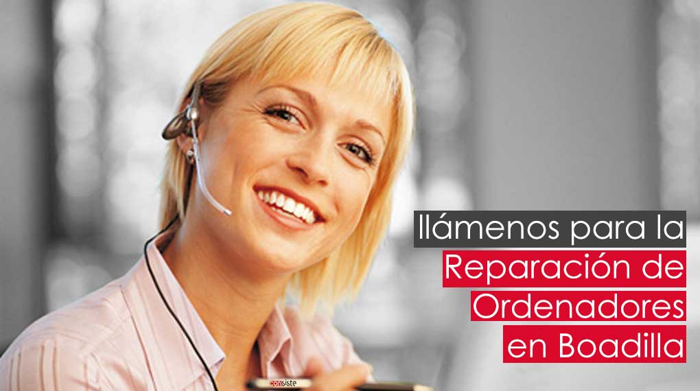 Llamenos para el Arreglo de sus Ordenadores en Boadilla Una mujer con el teléfono. Llamenos para el Arreglo de sus Ordenadores en Boadilla